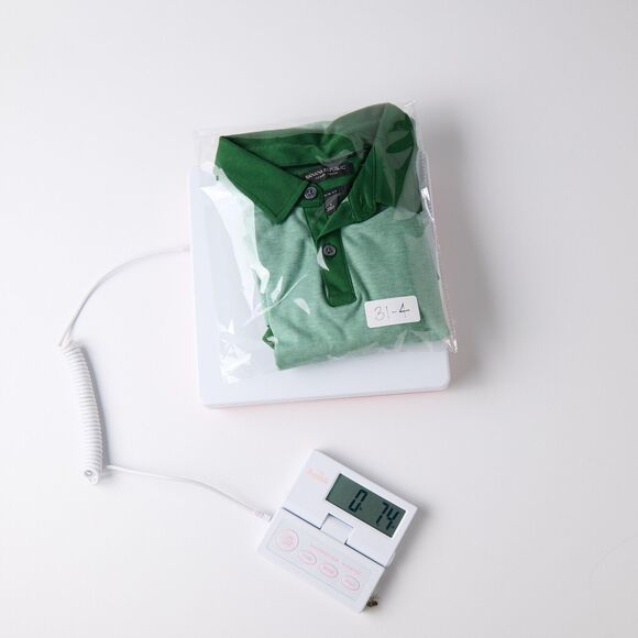 Banana Republic Mens L Slim Fit Polo Shirt Green Luxury Touch Short Sleeve *hole - Picture 8 of 9